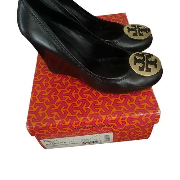 Black/Gold Tory Burch Wedges - Picture 2 of 5